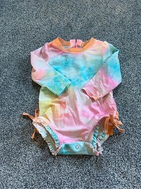 Ruffle Butts Pastel Tie-Dye Long Sleeve One-Piece Swimsuit